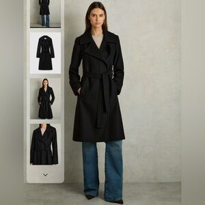 Reiss Rae Wool Blend Cashmere Belted Double Breasted Tie Waist Coat